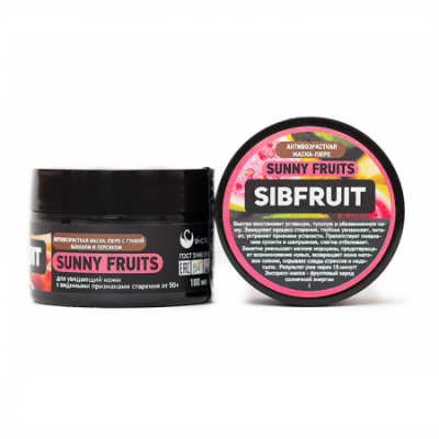 SIBFRUIT, Антивозрастная маска-пюре Sunny Fruits с гуавой, бананом и персиком для увядающей кожи, 100 мл